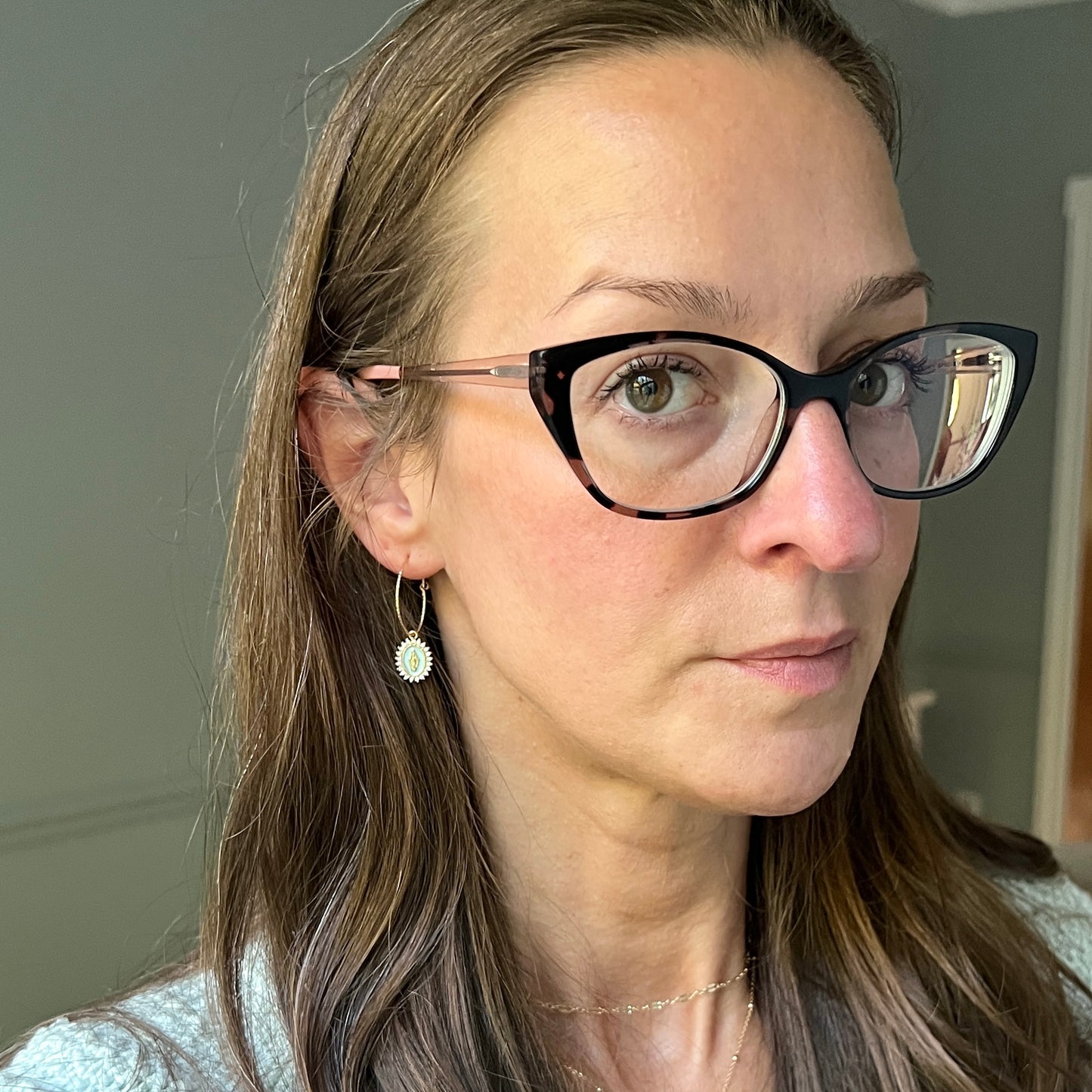 Our Lady of Grace Hoop Earrings