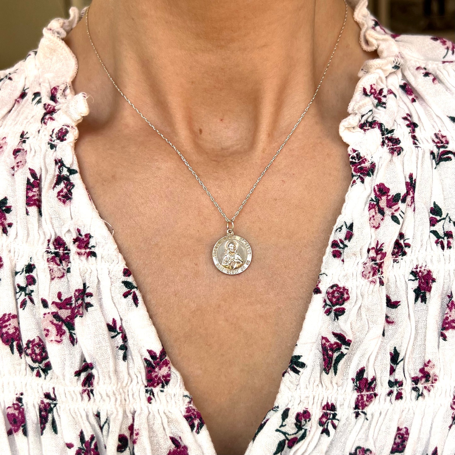 Sacred Heart Necklace- Sterling Silver