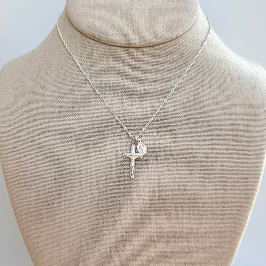 Youth Crucifix & Miraculous Necklace- Sterling Silver