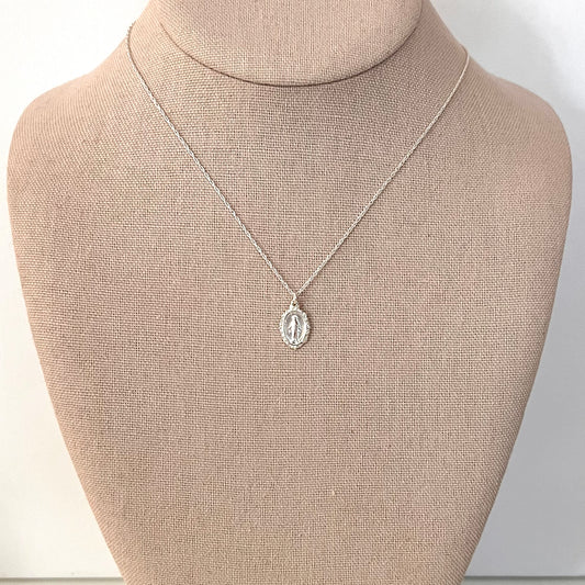 Petite Miraculous Medal Necklace- Sterling Silver