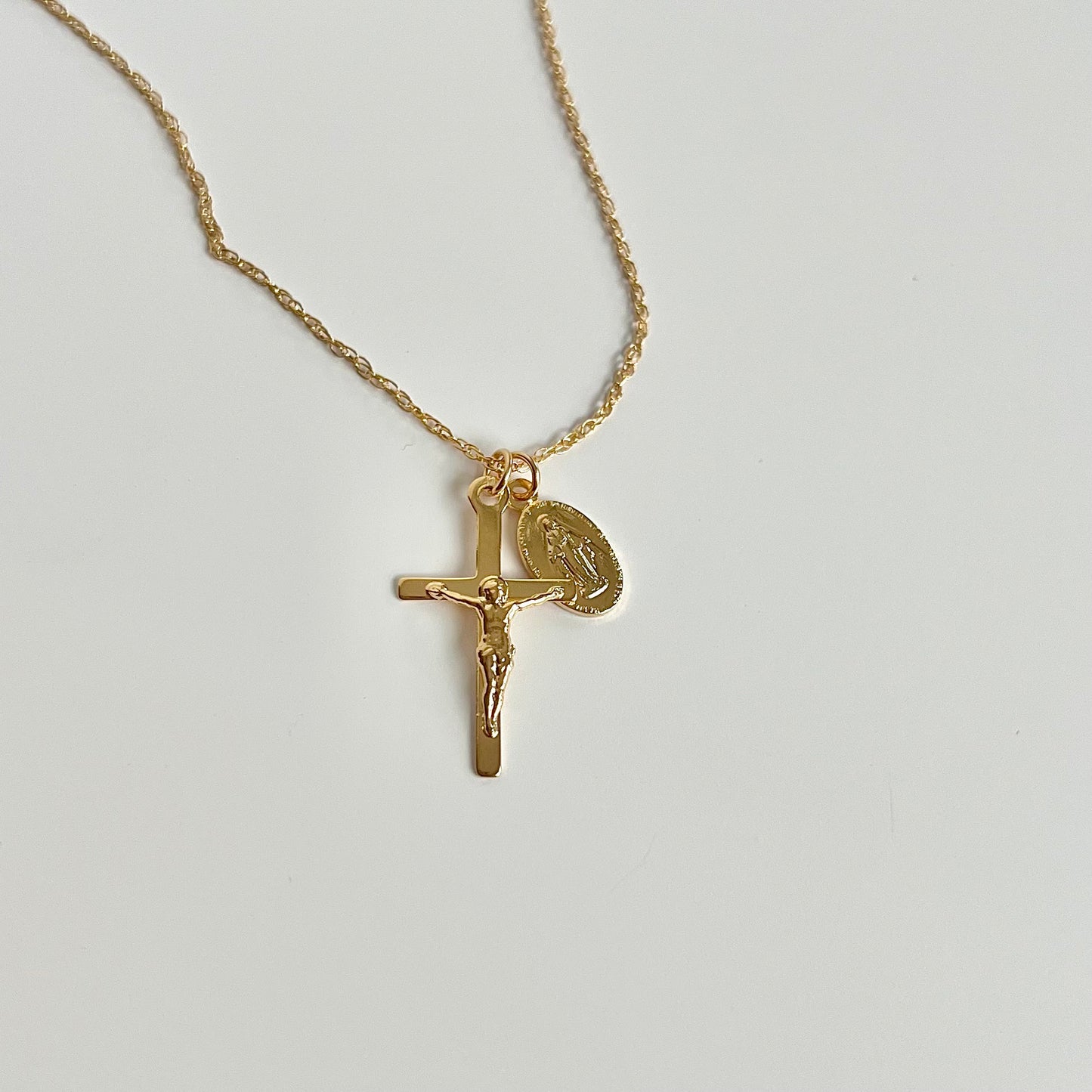 Petite Crucifix & Miraculous Necklace
