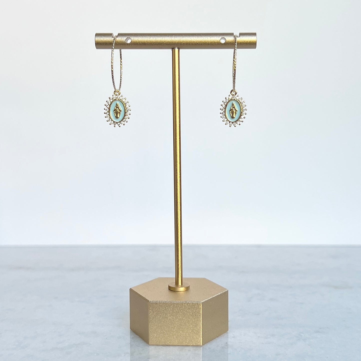 Our Lady of Grace Hoop Earrings