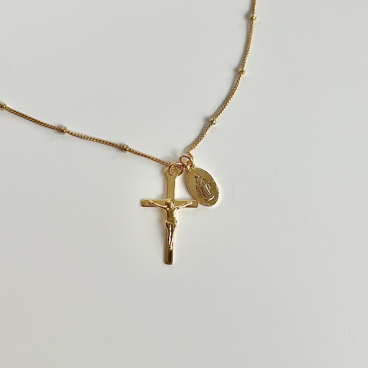 Petite Crucifix & Miraculous Necklace