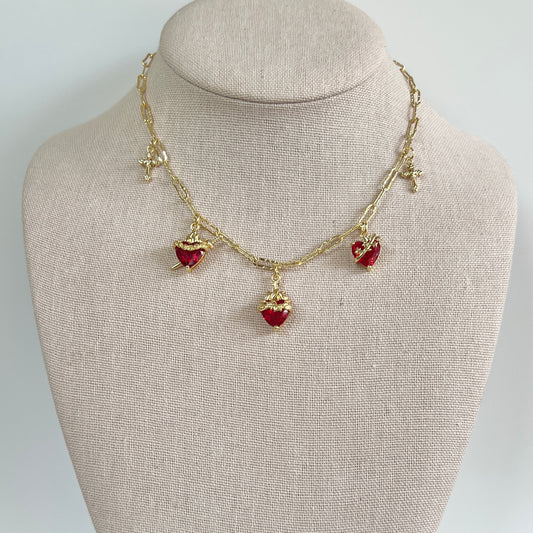 +JMJ+ Hearts Charm Necklace
