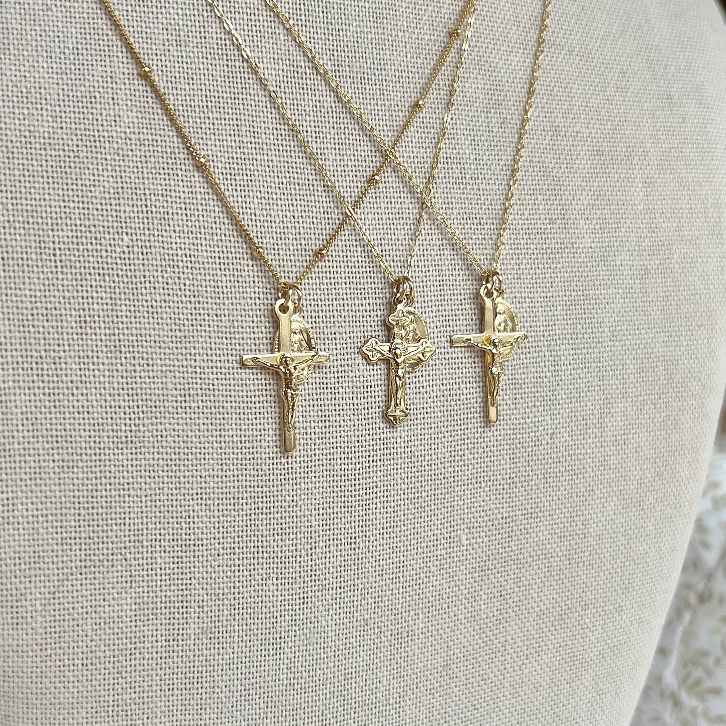 Petite Crucifix & Miraculous Necklace