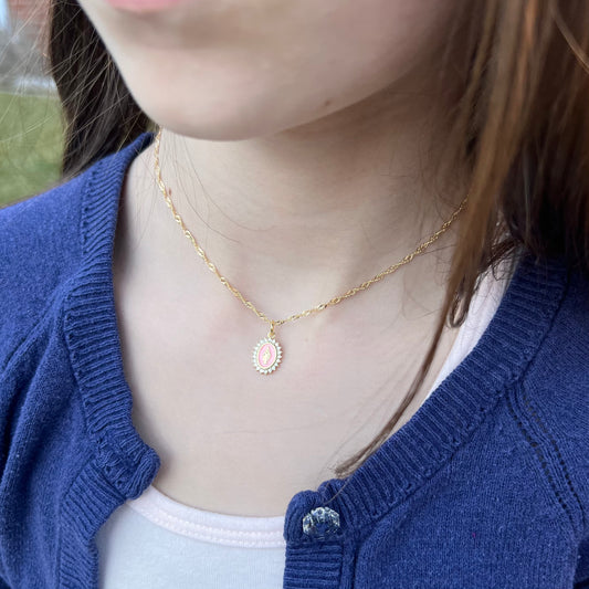 Children's Our Lady of Grace Necklace (Pink & White)