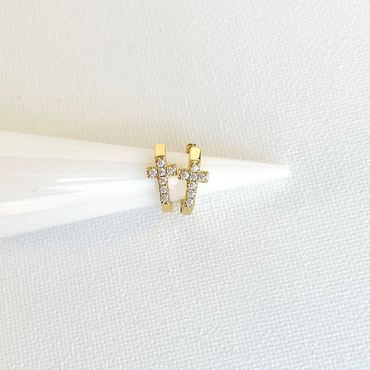 Children’s Cross Huggie Earrings