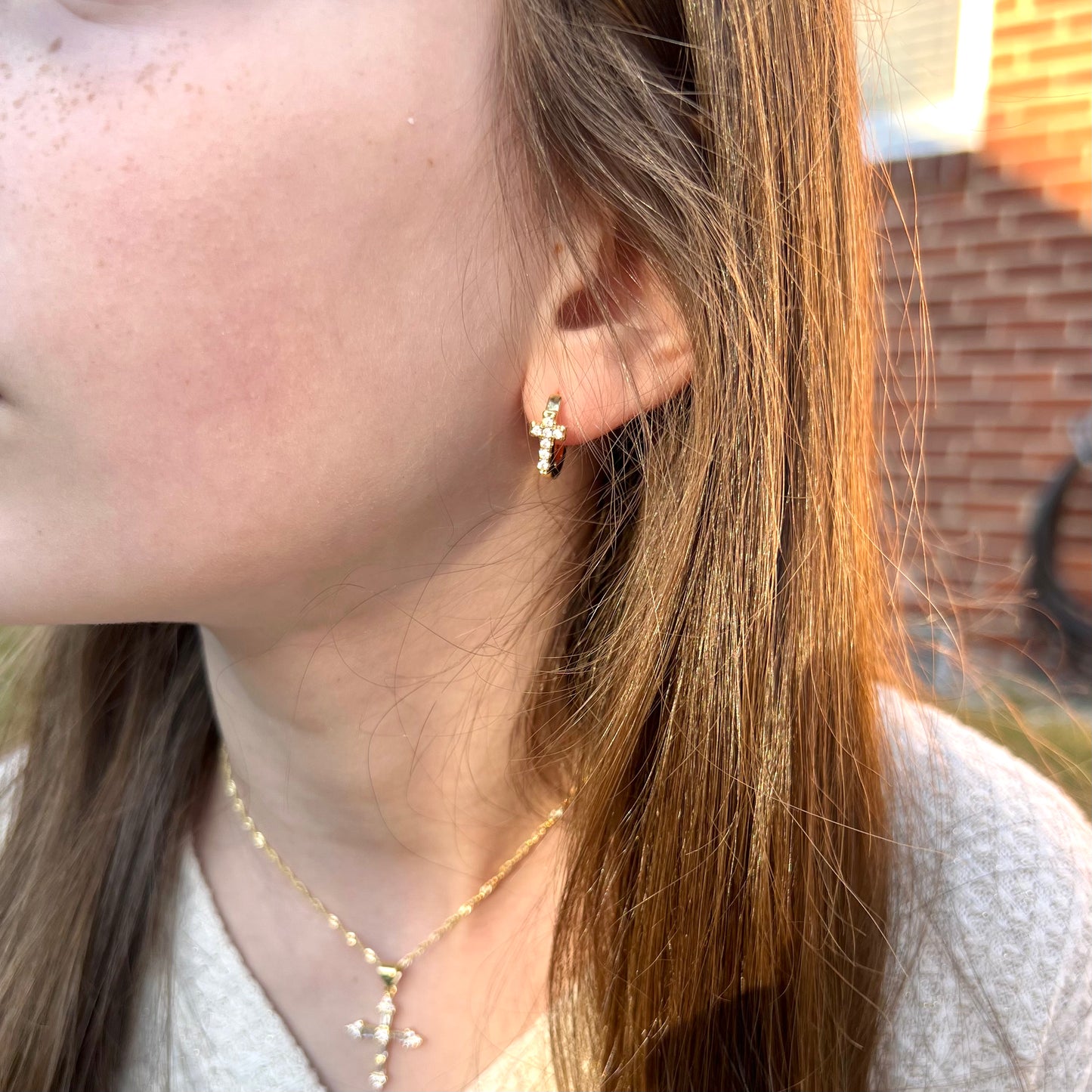 Children’s Cross Huggie Earrings